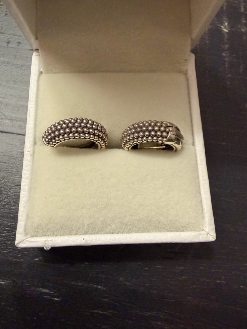 LAGOS Sterling Silver Bead-Textured Hoop Earrings